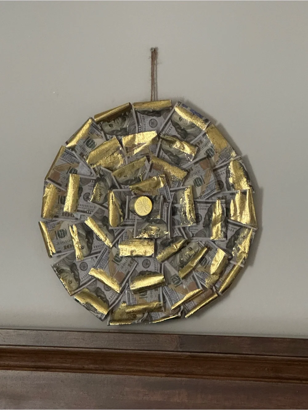 Gold and White Decorative Money Print Wall Art